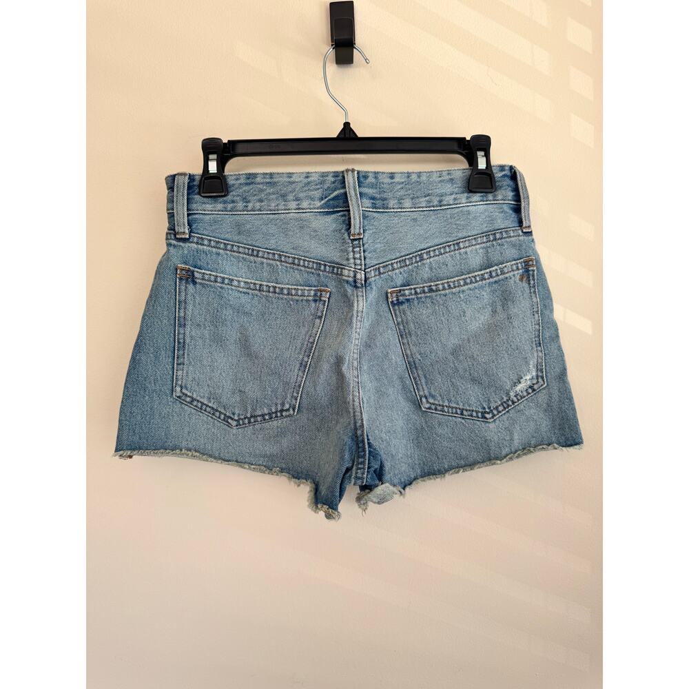 Madewell Relaxed Denim Mini Short Blue Raw Hem Sz 24 - Picture 3 of 7